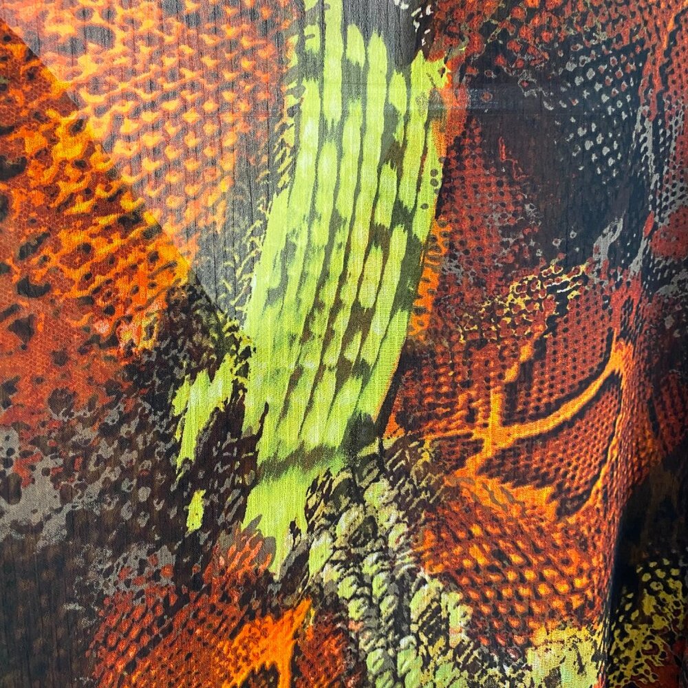 Beverly Drive Orange Neon Green Snake Print Chiffon Tunic - Picture 7 of 7